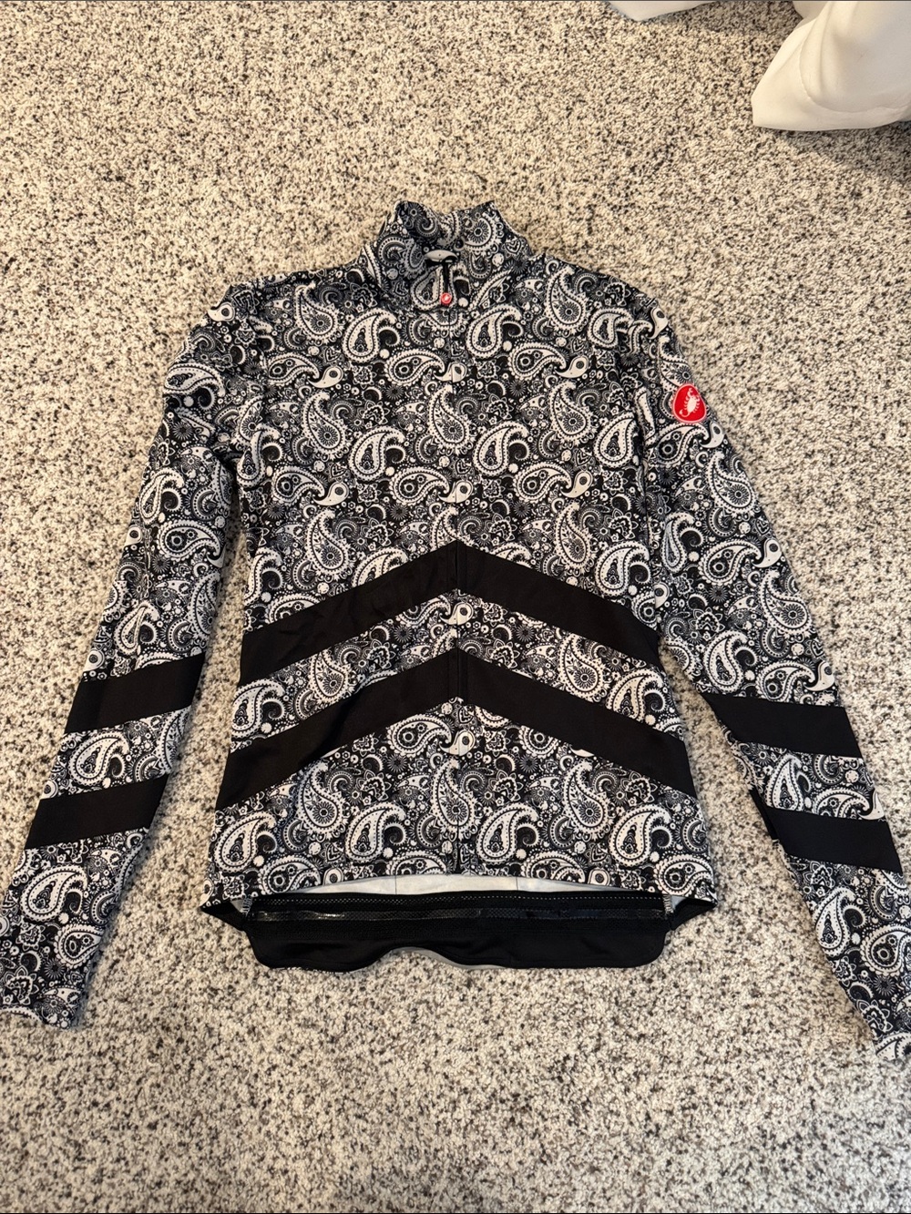 Women’s Castelli Goccia Full-Zip Black & White Paisley Cycling Jacket